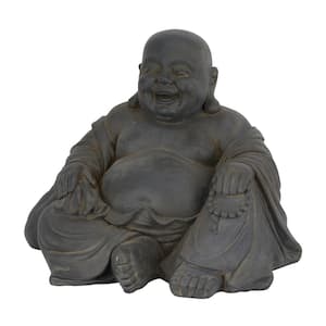 18 in. Black Magnesium Oxide Traditional Buddha Garden Sculpture