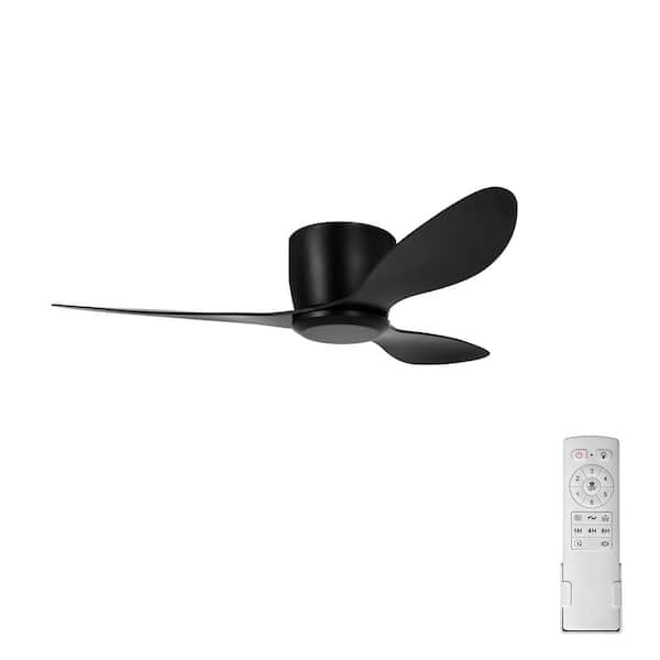 42 in. Black Flush Mount Ceiling Fan without Light, 3-Reversible Blades, 6-Speeds Reversible DC Motor