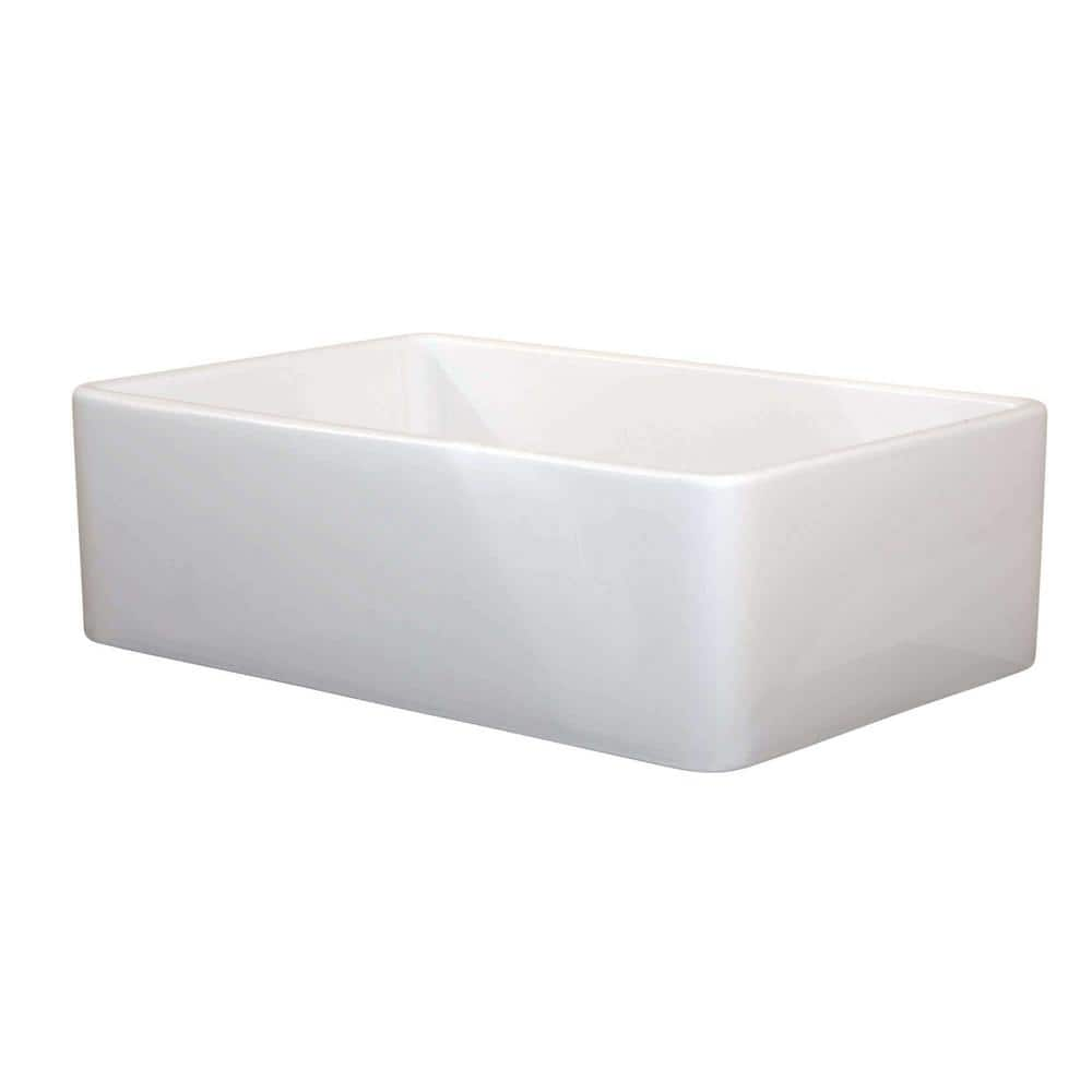 FINE FIXTURES Sutton White Fireclay 33 in. Single Bowl Farmhouse Apron ...