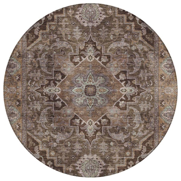 Chantille Machine Washable Indoor/Outdoor Abstract ACN2165 Brown 8 ft. x 8 ft. Area Rug
