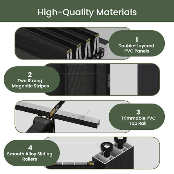 SOCBAZZAR 32 in. x 80 in. Black Finished PVC Interior Folding