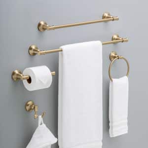 Chamberlain 4-Piece Bath Hardware Set 24 in. Towel Bar, Toilet Paper Holder, Towel Ring, Towel Hook in Champagne Bronze