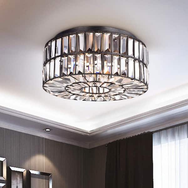 Jojospring Abigil 15.8 in. W 5-Light Flush Mount with Crystal Glass Prism