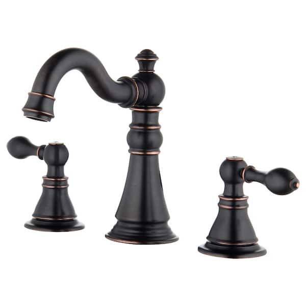 Fontaine by Italia Bagneux Traditional 8 in. Widespread Double Handle Bathroom Faucet with Drain Kit in Oil Rubbed Bronze