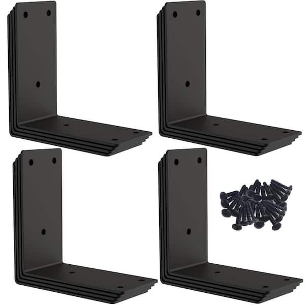 4 in. x 4 in. x 2 in. L Bracket Raised Garden Bed Corner Brackets, Heavy Duty Corner Brace, Black (16-Pack)