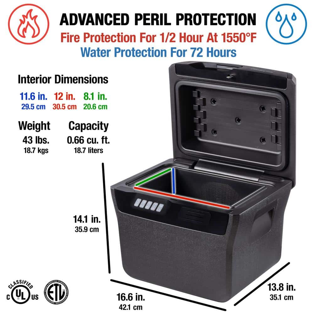 Charcoal Gray Digital Waterproof and Fireproof Document Safe