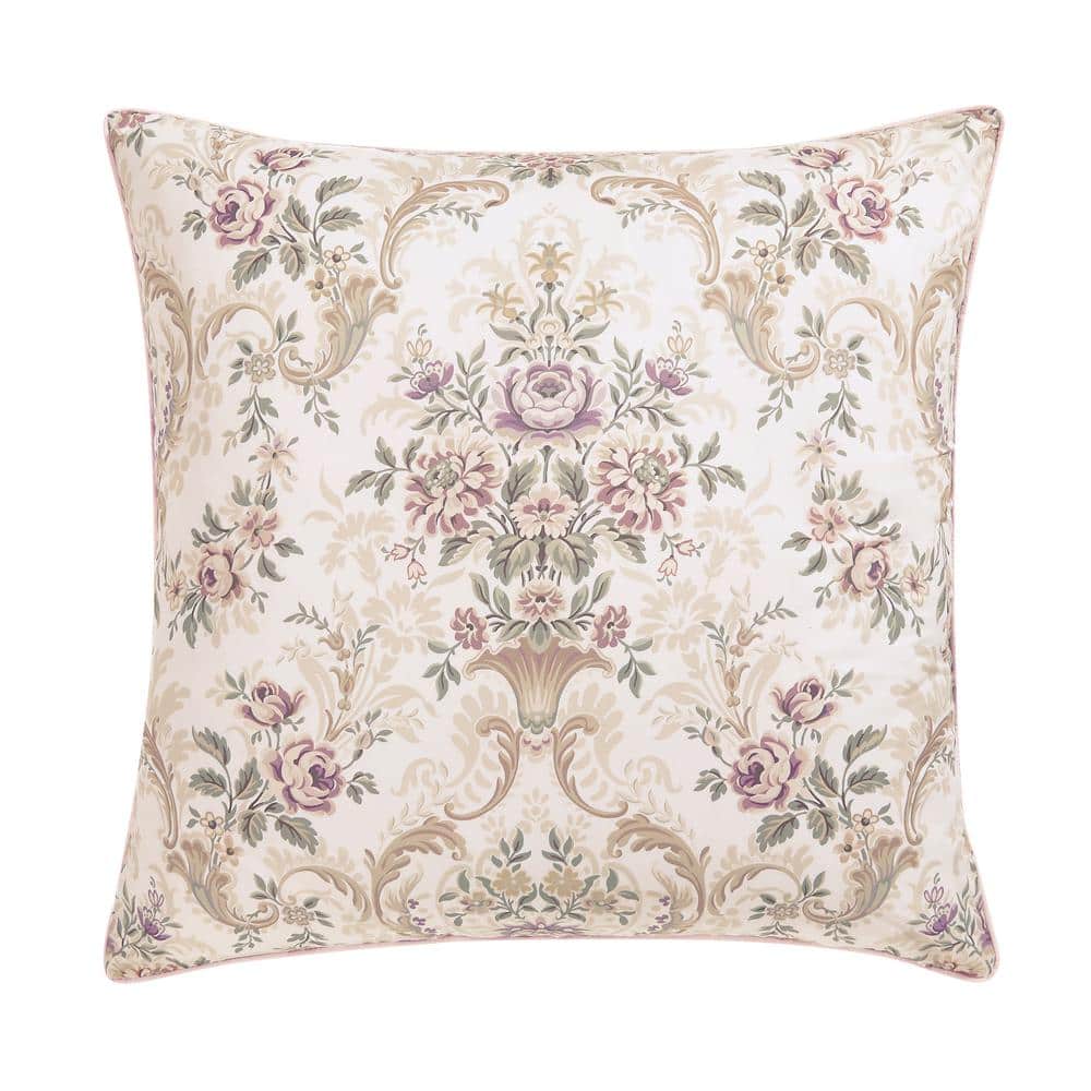 Amagansett Blush Floral Polyester Euro Sham 26 in. L x 26 in. W
