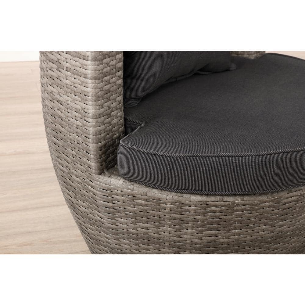 Gray All-Weather Wicker Outdoor Bistro Set with Cushions
