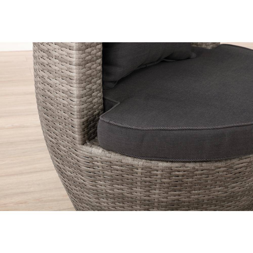 Gray All-Weather Wicker Outdoor Bistro Set with Cushions