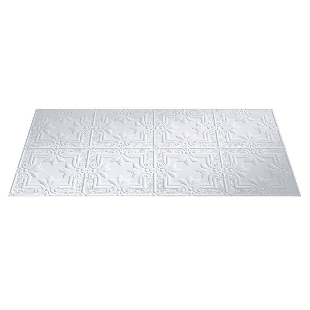 Matte White Decorative Vinyl Glue Up Ceiling Tiles, 48 x 24 in
