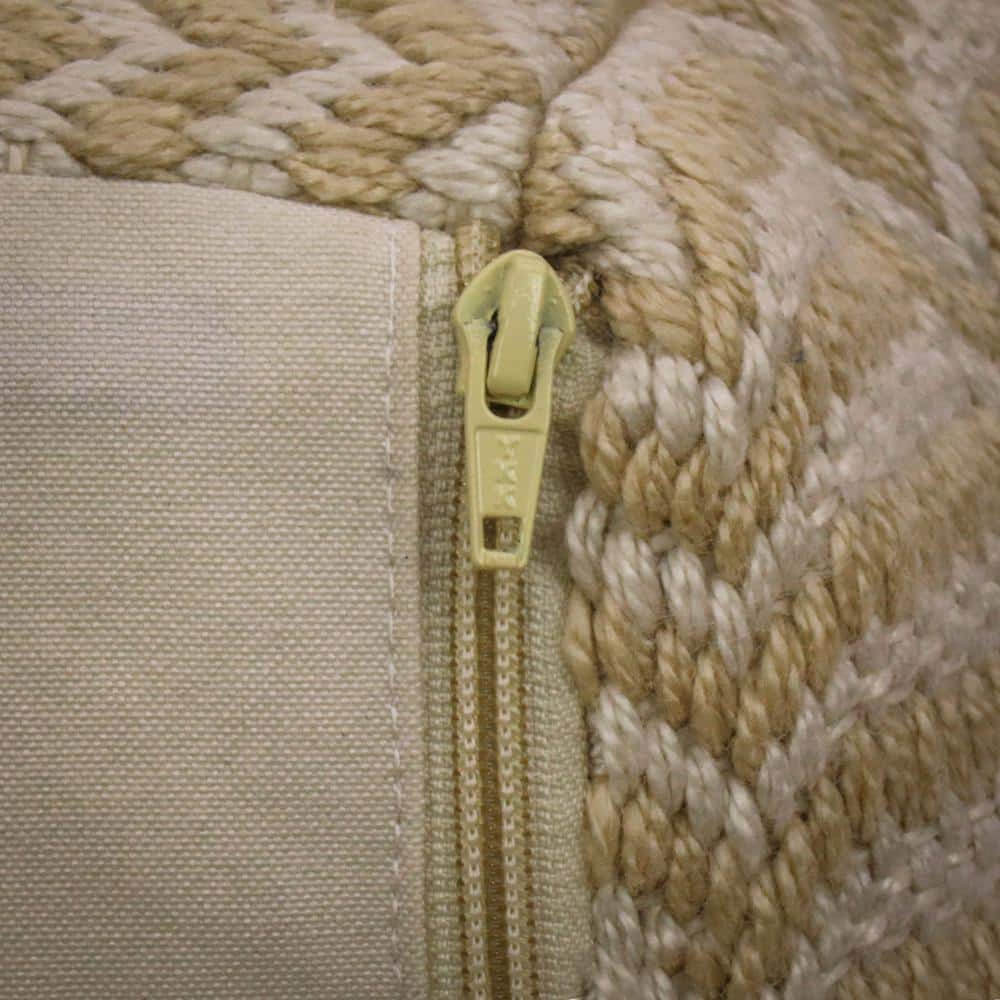 Sustainable Hand-Woven Sand Polyester 20" Pouf Ottoman