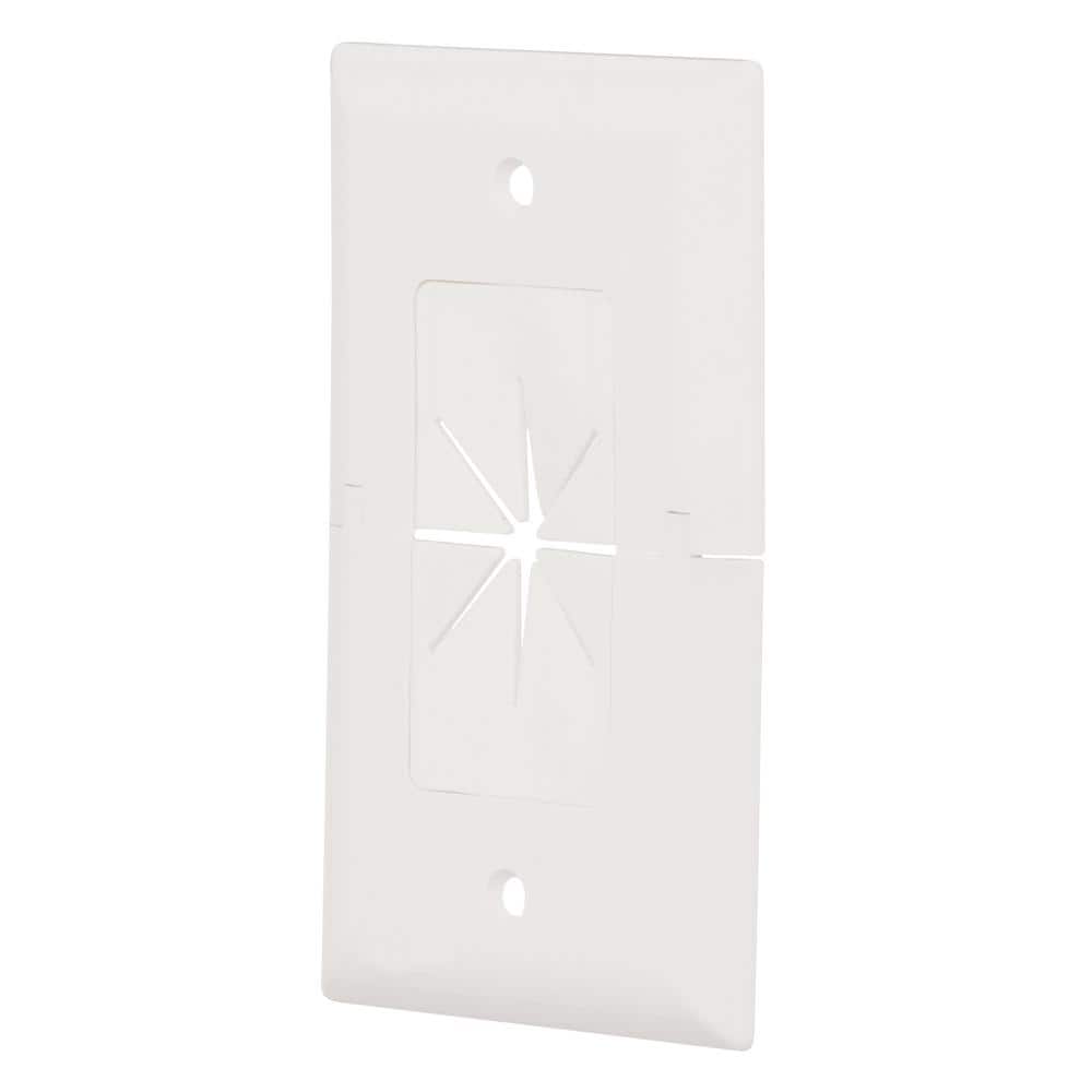 White Plastic 1-Gang Split Wall Plate for Low Voltage Cables