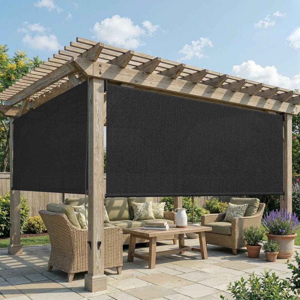 10 ft. x 8 ft. Graphite Outdoor Roller Shade with Chain Operation, 95% UV Block Privacy Sun Shade for Patio and Pergola price history on PriceWatchPro