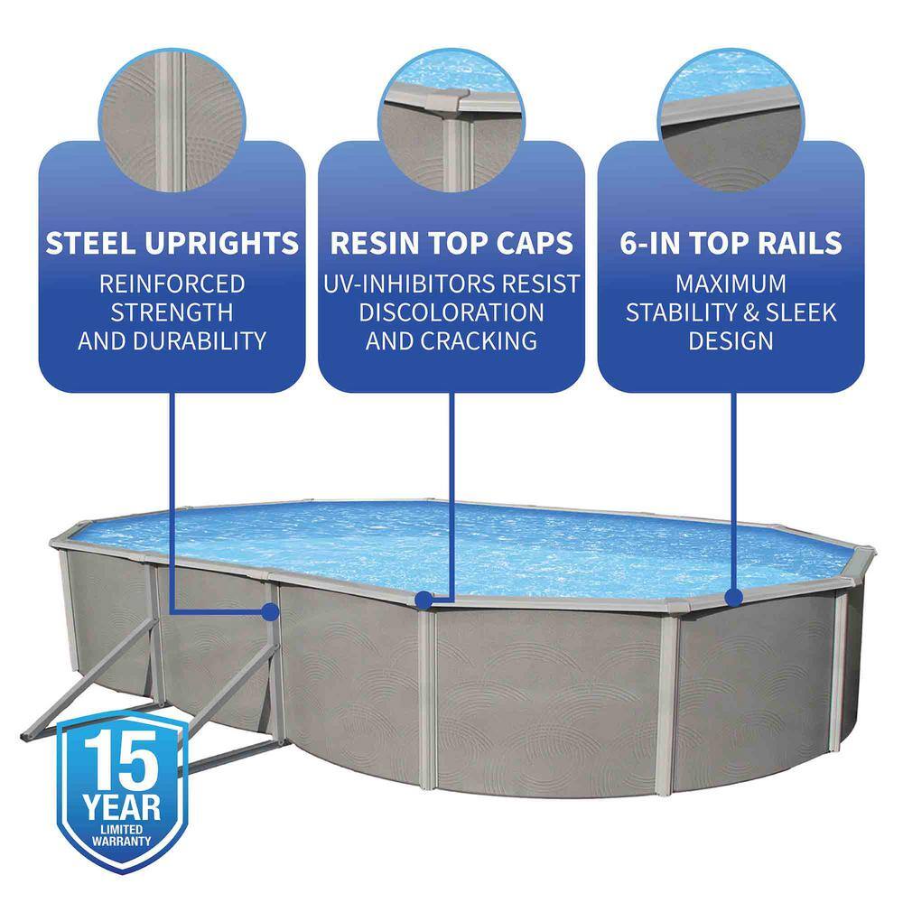 Belize 30' x 15' Oval Steel Above Ground Pool with Pump