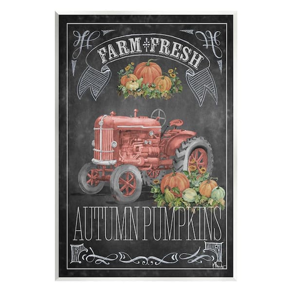 Stupell Industries Autumn Tractor Chalkboard by Paul Brent 1-Piece Unframed Graphic Print Travel Poster Art Print 15 in. x 10 in.