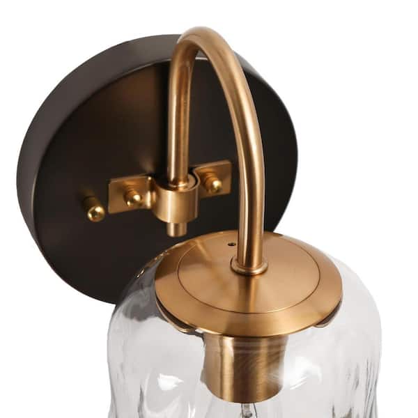 LNC Modern 2-Light Vanity Light Brushed Black and Plating Brass