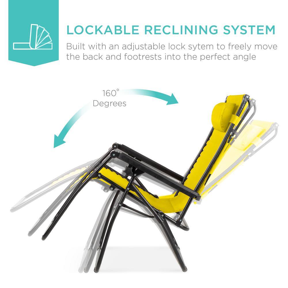 Sunflower Yellow Steel Zero Gravity Outdoor Lounge Chair with Canopy