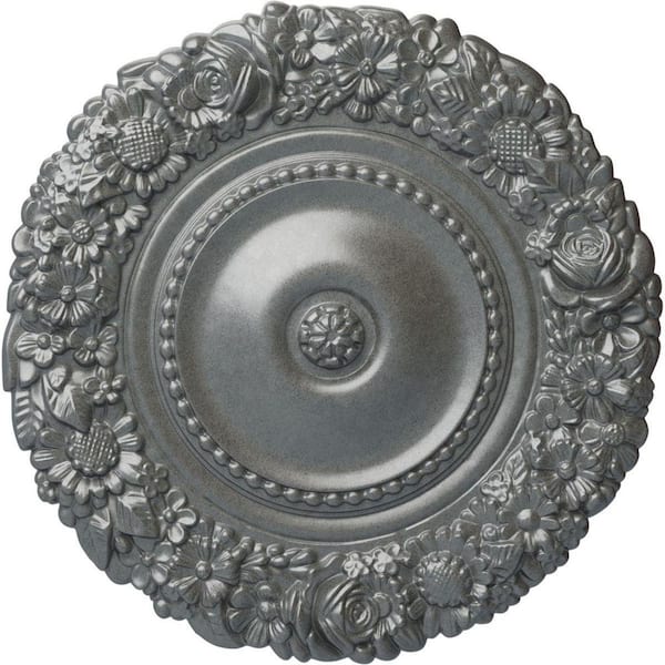 Ekena Millwork 21 in. x 2 in. Marseille Urethane Ceiling Medallion (Fits Canopies upto 7-3/8 in.), Platinum