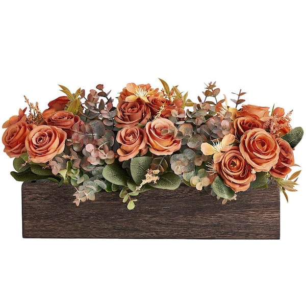3.1 in. Orange Wood Christmas Centerpiece
