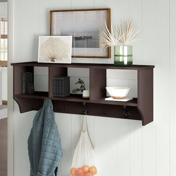 Home Beyond Troyes Brown 5-Hook Wall Mounted Coat Rack with Storage  F10003BR-BK - The Home Depot