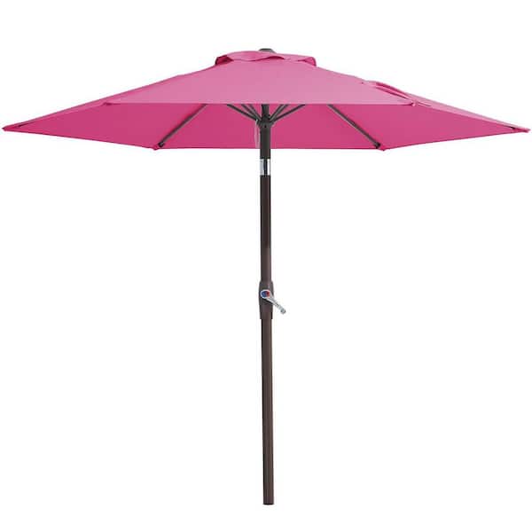Unbranded 7.5 ft. Iron Market Tilt Patio Umbrella in Rose Pink with Push Button Tilt