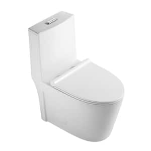 1.1/1.6 GPF Dual Flush Tornado Elongated 1-Piece Toilet in Gloss White with PP Soft Closing Seat Cover