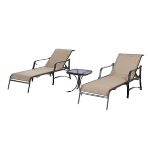 Adjustable 3-Piece Metal Outdoor Chaise Lounge