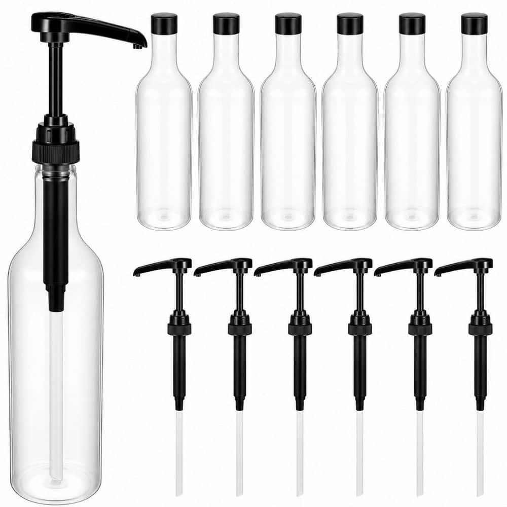 6 Pack 25 Oz Black Clear Plastic Syrup Bottles with Pump Dispenser Kitchen Bar Coffee Beverage Container price history on PriceWatchPro