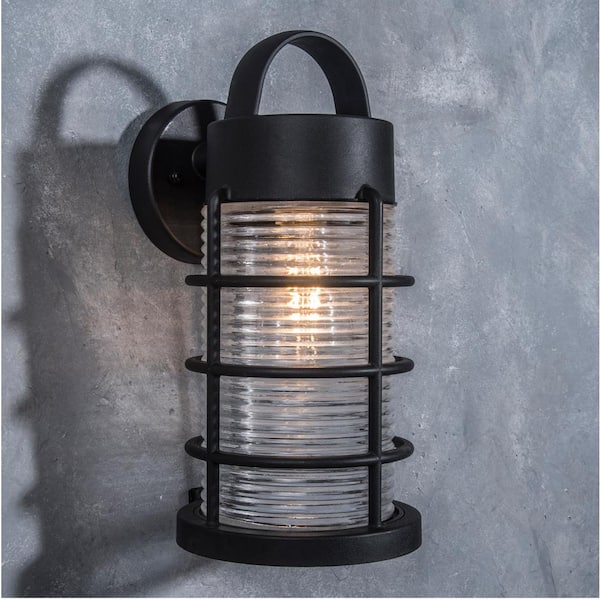 Coastal Bar Harbor 1-Light Black Outdoor Wall Lantern Sconce