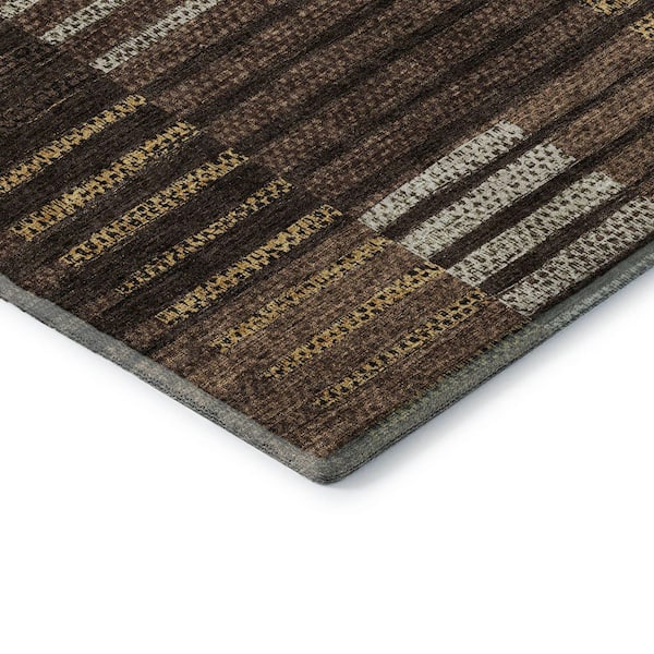 Mayfield Premium Machine Washable Abstract AMF954 Chocolate 9 ft. x 12 ft. Area Rug