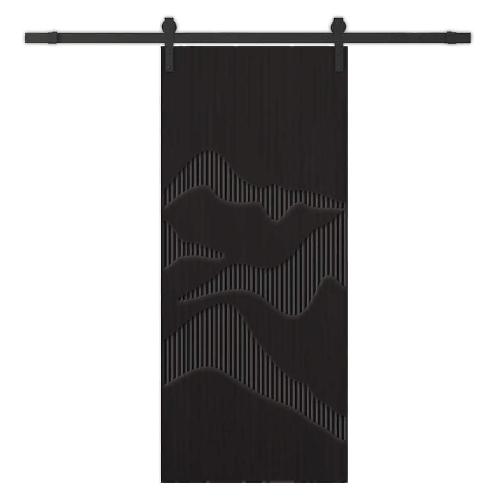 24 in. x 84 in. Black Painted Composite MDF Paneled Interior Sliding Barn Door with Hardware Kit price history on PriceWatchPro