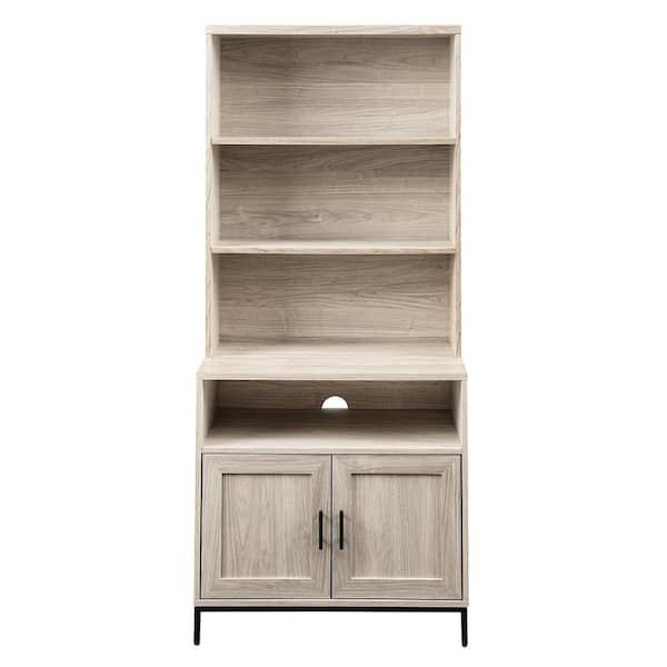 Welwick Designs 64 in. Birch Wood Modern Bookcase Hutch with Cabinet