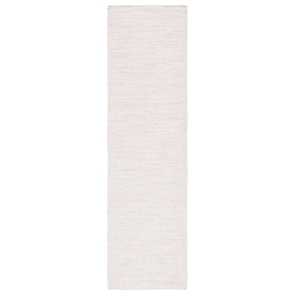 Natura 2 ft. x 9 ft. Ivory/Light Gray Striped Marle Runner Rug
