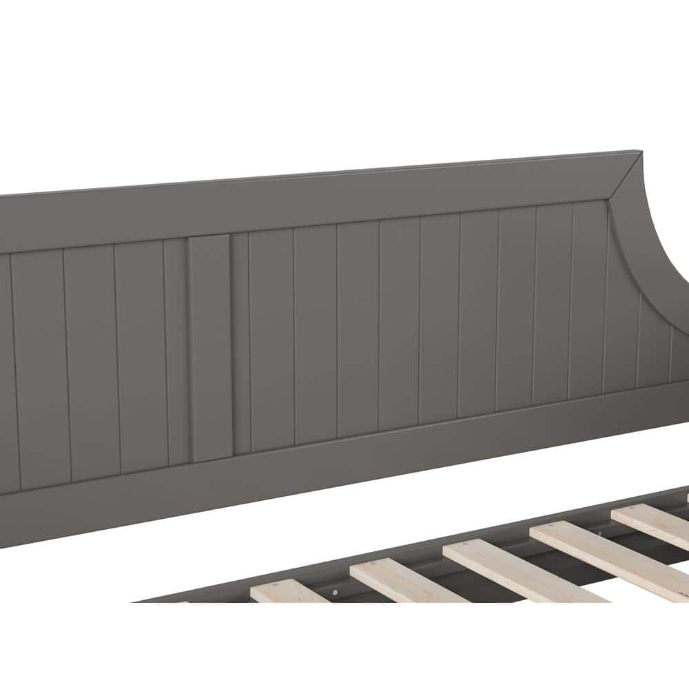 Gray Twin Solid Wood Daybed with Slats and Drawer