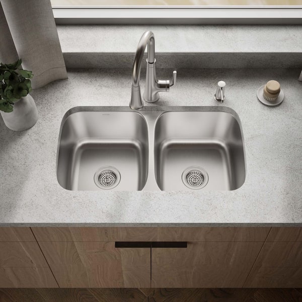 Ballad 32 in. Undermount 50/50 Double Bowl 18 Gauge Stainless Steel Kitchen Sink