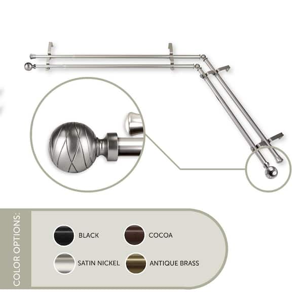 Rod Desyne Arman Corner Window 120 in. - 170 in., 13/16 in. Dia Double Curtain Rod in Satin Nickel
