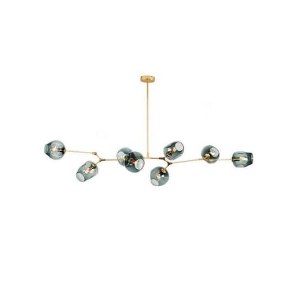 HOMLUX 8-Light Grey and Gold Magic Bean Pendant Light with Glass Shade