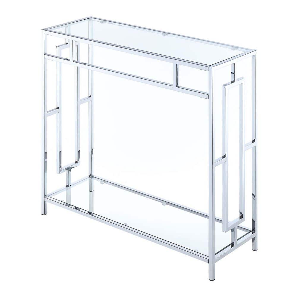 Convenience Concepts Town Square 12 in. Chrome Rectangular Glass Top