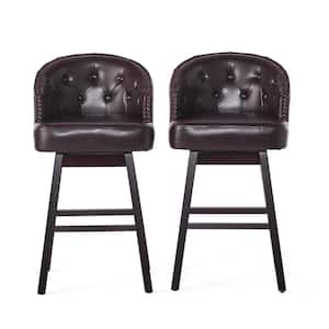 Ogden 41.5 in. Brown Swivel Cushioned Bar stool (Set of 2)