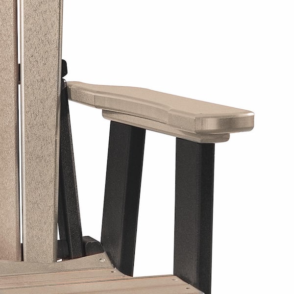 Adirondack Weatherwood and Black Fan Back Swivel Glider Composite Adirondack Chair