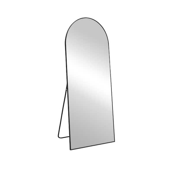 Seafuloy 22 in. W x 65 in. H Arched Full Length Mirror Black Large Floor Mirror with Metal Frame for Entry, Living Room
