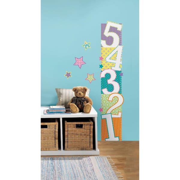 RoomMates 2.5 in. x 27 in. Patterned Numbers Growth Chart Peel and Stick Wall Decals