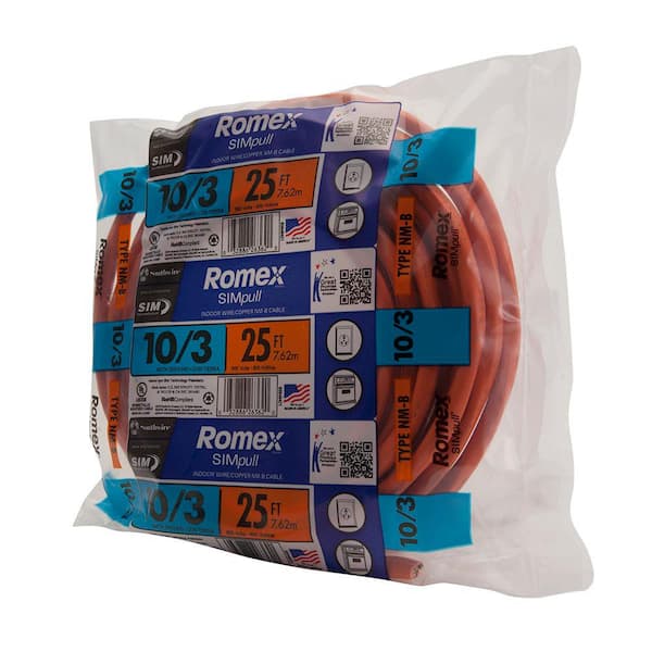 Southwire 25 ft. 10/3 Solid Romex SIMpull CU NM-B W/G Wire
