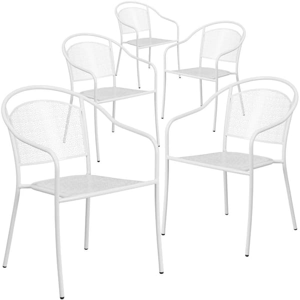Carnegy Avenue Stackable Metal Outdoor Dining Chair in White (Set of 5)