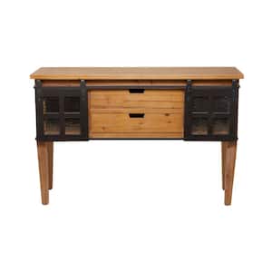 47 in. Brown Extra Large Rectangle Wood 2 Drawers 1 Shelf and 2 Doors Console Table