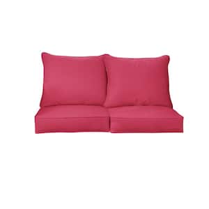 27 in. x 23 in. Sunbrella Canvas Hot Pink Deep Seating Indoor/Outdoor Loveseat Cushion