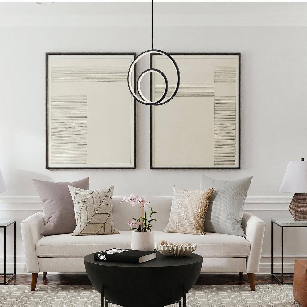 Modern Matte Black LED Pendant Light with White Silicone Diffuser