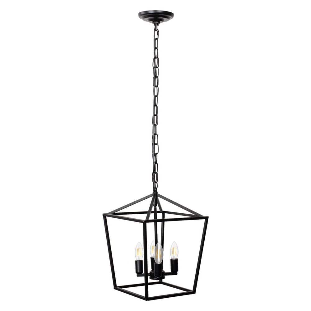 4-Light Black Metal Rustic Farmhouse Latern Pendant Light with Open Frame Design for Kitchen, Entryway No Bulbs Included price history on PriceWatchPro