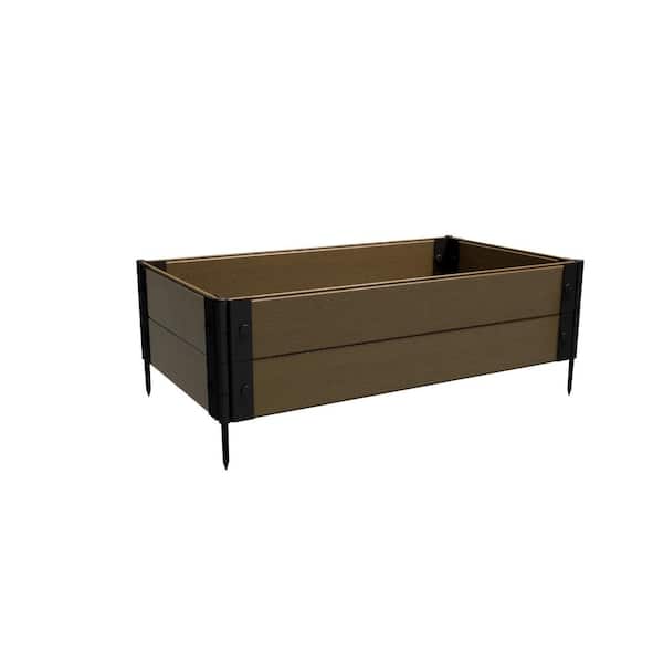 Composite Gardening Rectangle Raised Garden Bed (2 ft. L x 4 ft. W x 12 in. H) Rosewood (Brown) Shallow Rooted Plants