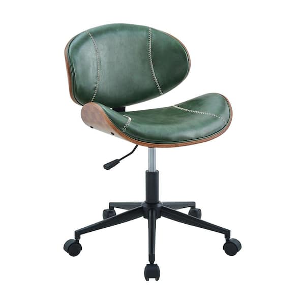 Art Leon Athean Green Faux Leather Swivel Accent Task Chair with Casters